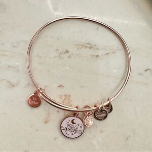 Alex and Ani "I'm a Moonchild" Duo Charm Bangle Bracelet Rose Gold Energy Charm